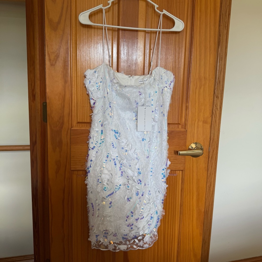 Selfie Leslie White Sequin Mini Dress